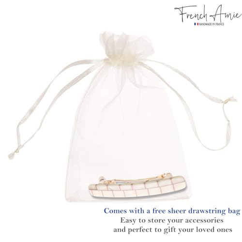French Amie Bar Ivory Brick Small 2 1/4 Inch Hair Clip Barrette | Handmade Cellulose Acetate Durable Grip For Women Girls Teens Everyday Style - color: Ivory Brick