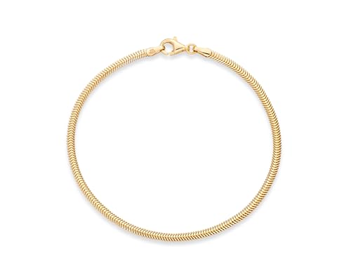 Miabella Italian Solid 925 Sterling Silver, 18K Yellow Gold Plated 2mm Domed Herringbone Snake Chain Link Bracelet for Women Men, Made in Italy - color: 18K gold plated 925 sterling silver, size: Length 7 inches