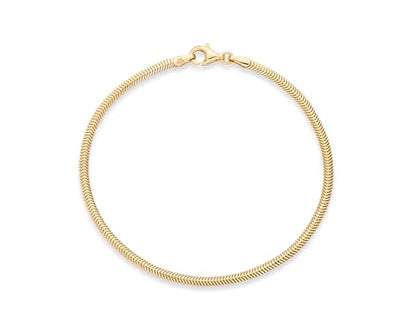 Miabella Italian Solid 925 Sterling Silver, 18K Yellow Gold Plated 2mm Domed Herringbone Snake Chain Link Bracelet for Women Men, Made in Italy - color: 18K gold plated 925 sterling silver, size: Length 7 inches