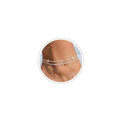 Moodear Ankle Bracelets for Women 14K Silver Plated Twist Bead Chain | Anklet Waterproof Non Tarnish Adjustable Summer Beach Anklet Jewelry Gift