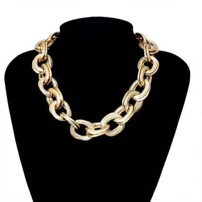 Chunky Gold Chain Necklace for Women Big Chunky Choker Necklace Gold Cuban Link Chain Necklaces Punk Hip-Hop Necklaces Costume Jewelry Gift - color: Gold04