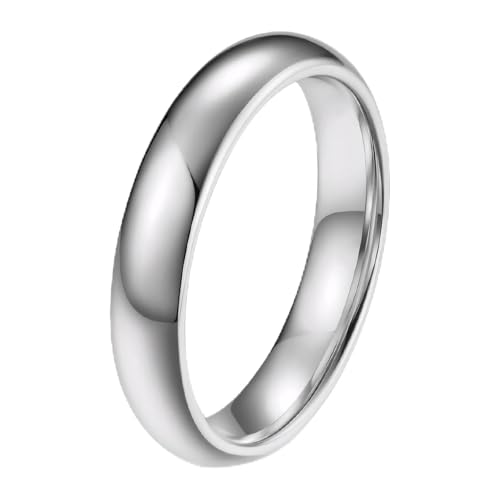 TTVOVO Mens Basic Ring Wedding Bands 2MM 4MM 6MM 8MM 10MM Stainless Steel Simple Rings for Men Women Silver/Black/Blue Engagement Band Plain Domed High Polished Comfort Fit Jewelry Gifts US Size 4-14 - color: Silver, 4MM Width