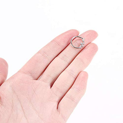 FUNLMO 18G 16G Septum Jewelry Triple Stacked Septum Nose Ring Surgical Steel Daith Conch Helix Cartilage Lobe Piercing Jewelry - color: Style14: Silver-snake shape