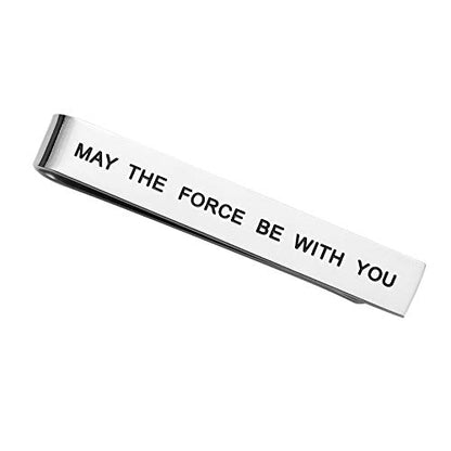 LParkin Premium Stainless Steel Tie Clip for Men & Women - Polished Finish, Secure Hold, Classic Accessory & Unique Gift - style: May The Force Be with You Tie Clip