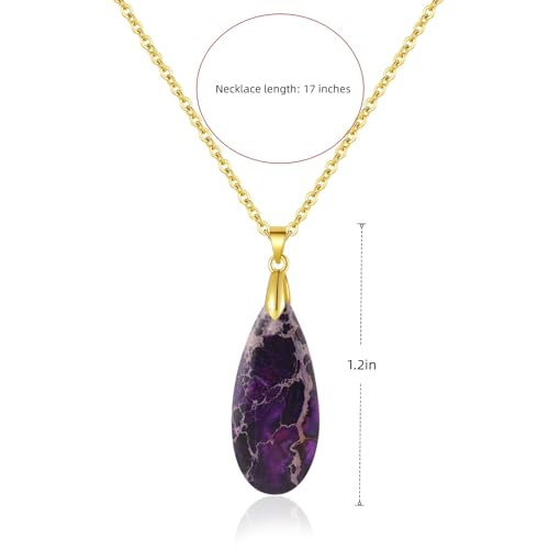 Inspirational Gifts Healing Gold Pendant Gold Necklaces for Women，Get Well Soon Encouragement Gifts for Women Friends Sister Mom, Natural stone Pendant Healing boho Friendship Jewelry for women - color: Light Purple-Gold