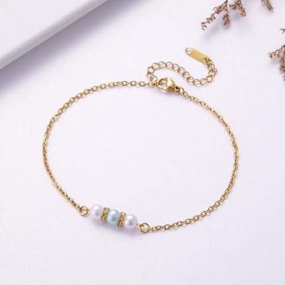 Ralukiia Something Blue Anklet for Bride, Walk Down the Aisle Anklet, Wedding Day Foot Jewelry, Something Blue Wedding Gifts for Bride, Bridal Ankle Bracelet, Bridal Shower Gift - color: My Daughter Gold