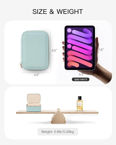 VLANDO Jewelry Travel Case,Travel Jewelry Organizer with Clear Velvet Jewelry Bags 8Pcs Zipper Pouch for Women Girl Gift-Lake Blue - color: C.8PCS Lake Blue