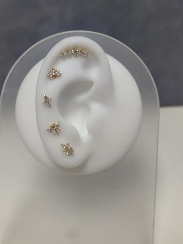 G23 Titanium Flat Back Earrings Studs 20g 18g 16g F136 Titanium Labrets Press Fit Threadless Push In Dainty Cartilage Helix Conch Lobe Lip Tragus Piercing Jewelry Push Back - style: 16G Style C