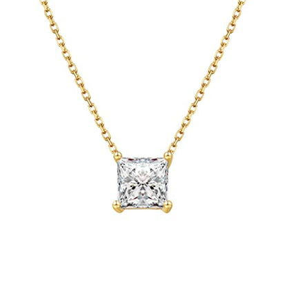S.Leaf 18K Gold Plated Cubic Zirconia Choker Necklace for Women 925 Sterling Silver Layered Coin Moon Star Heart Circle Crystal Lariat Pendant Necklaces Gifts for Women Trendy - color: Square_Gold