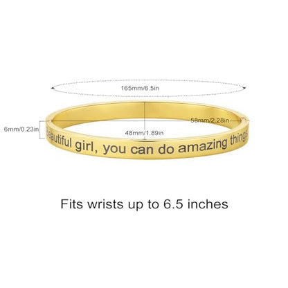 Inspirational Christian Bracelet for Women, Oval Engraved Bible Verse Love Bangle Cuff, Faith Scripture Jewelry, Religious Encouragement Gift for Mom Daughter Sister Friend - color: Beautiful g, you can do amazing things-Oval Bangle Gold