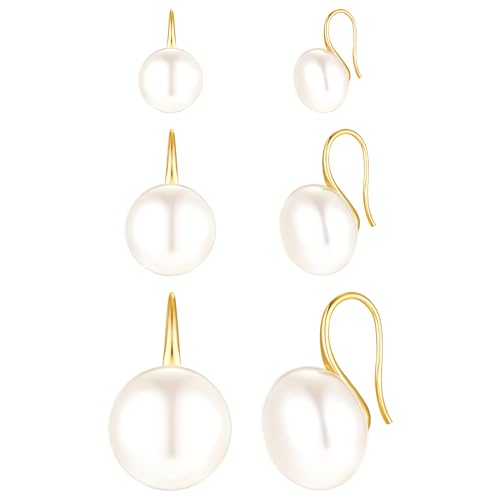 Pearl Earrings for Women Minimalist Pearl Drop Earrings Elegant Leverback Dangle Earrings Wedding jewelry Bridesmaid Gifts - style: 3pcs