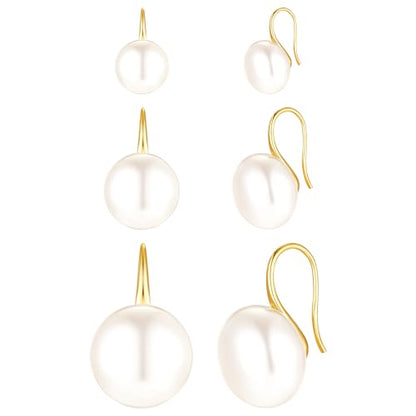 Pearl Earrings for Women Minimalist Pearl Drop Earrings Elegant Leverback Dangle Earrings Wedding jewelry Bridesmaid Gifts - style: 3pcs