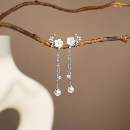 Pearl Earrings for Women, 14k Gold Plated Trendy Diamond Pearl Drop Earrings Hypoallergenic Dainty Bridal Gifts Wedding jewelry for Women - color: Gold-Pearl Style F