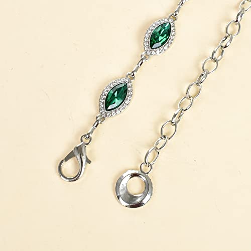 ILuvatar Green Glass Diamond Chain Belt - Metal Women's Western Style Dress Belt - color: Green-s2