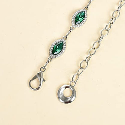 ILuvatar Green Glass Diamond Chain Belt - Metal Women's Western Style Dress Belt - color: Green-s2