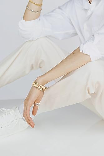 PERNNLA PEARL Dainty Gold Bar Bracelet for Women Simple Delicate Thin Cuff Bangle Hook Bracelet 18K Gold Plated Handmade Minimalist Jewelry - color: 16.Love Heart