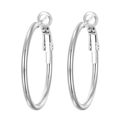 4 Pairs Silver Gold Hoop Earrings for Women | 14K Gold Plated Hoop Earrings Set Hypoallergenic Earring Lightweight Dangle Earrings Set - color: 1 Pair Silver-30mm