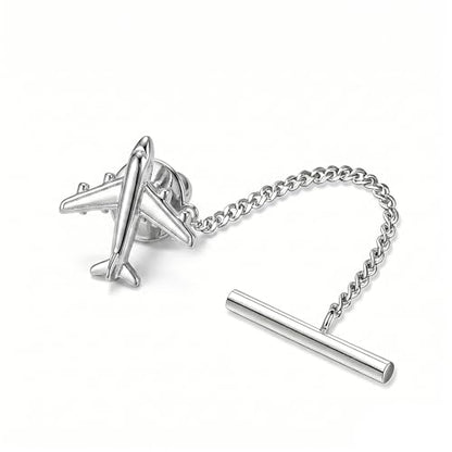 Horse/Airplane Tie Tack Sterling Silver Tie Pin Shirt Suit Accessory Jewelry Gifts for Men - color: Airplane