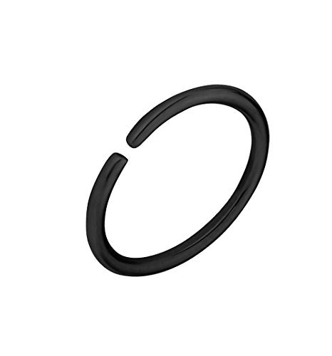 Forbidden Body Jewelry 18G Surgical Steel IP Plated Seamless Nose Ring & Cartilage Hoop with Comfort Round Ends (Sold Individually) - style: 18G 6mm Black