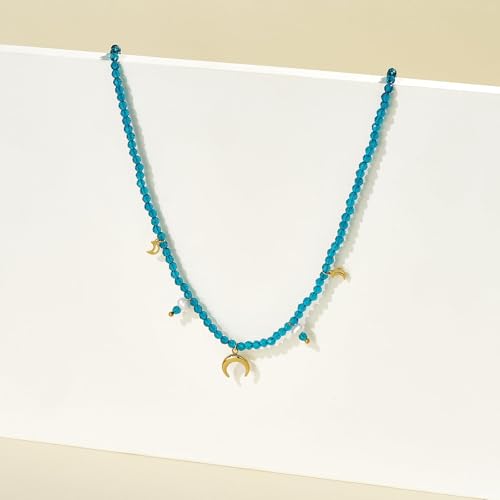 KissYan Beaded Choker Necklace for Women, Colorful Natural Gemstones Pearl Choker 14K Gold Plated Pendant Healing Crystal Necklace Handmade Stone Jewelry Gift | 14K Gold Plated Pendant Necklaces, Natural Gemstones Pearl Choker, Healing Crystal Chain, Hand