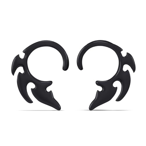 ERKUOO 1 Pair Gothic Ear Tunnels Plugs for Stretched Ears – Double Flared Gauges with Wing Blade Designs, 2G to 1 Inch Ear Gauge Plugs Jewelry for Women Body Piercing - color: #2 Black, size: 9/16"=14mm