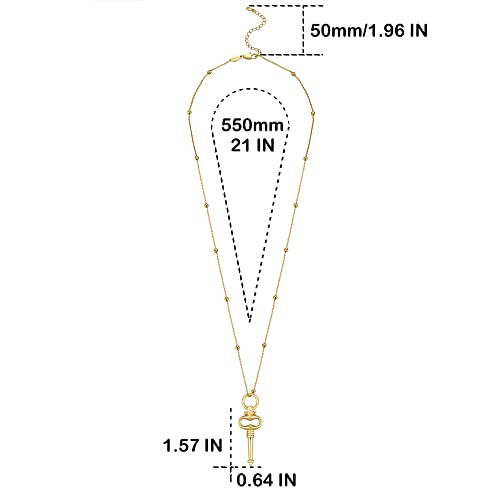FRUMOS Dainty Layered Choker Necklace 18k gold Plated Y Pendant Commemorative coin Necklace Multilayer Bar Disc Necklace Adjustable Layering Choker Necklaces fashion jewelry for Women Girls - color: Gold key Pendant