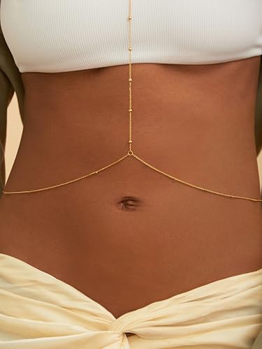 14K Gold Plated Body Chain for Women, Sexy Bra Bikini Belly Waist Chain Layered Gold Body Chains Summer Beach Jewelry for Women - style: Style 1