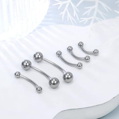 20g 18g 16g 14g Rook Piercing Jewelry Titanium Externally Threaded Curved Barbell Eyebrow Tragus Helix Conch Lobe Labret Earrings Lip Rings Body Piercing Jewelry For Women Men Ball Spike 6mm-19mm - size: 16G - 12/14/16mm Ball