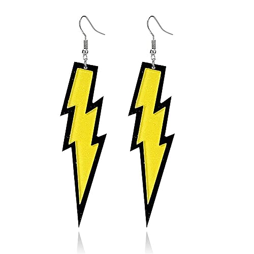 ONLYJUMP Acrylic Exaggerated Lightning Earrings Statement Punk Retro Geometric Delicate Neon Personalized Earrings Accessory Jewelry for Women - color: Glitter Yellow
