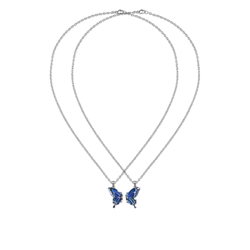 FM FM42 Temperature Sensing Color Changing Pendant Necklace with 19.29" Stainless Steel Rolo Chain - color: Butterfly Set, Pack of 2