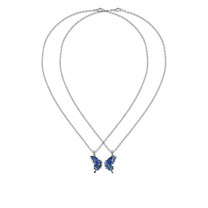 FM FM42 Temperature Sensing Color Changing Pendant Necklace with 19.29" Stainless Steel Rolo Chain - color: Butterfly Set, Pack of 2