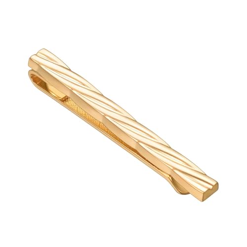 Mens Chain Tie Clips For Men Unique Silver Black Gold Tie Bar Round Stainless Steel Tie Clip - style: Simple Gold