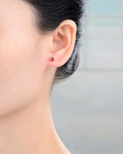 1 Pair Adabele Authentic Sterling Silver Birthstone Stud Earrings 4mm/0.25 Carat Tiny Cubic Zirconia Imitation Diamond Gemstone Hypoallergenic Nickel Free Tarnish Resistant Women Men Jewelry - color: January