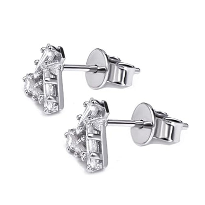 Moissanite Stud Earrings for Women, DF/VVS Clarity, Sterling Silver with 18K White Gold Plated - style: 0.6 Carat Geometric