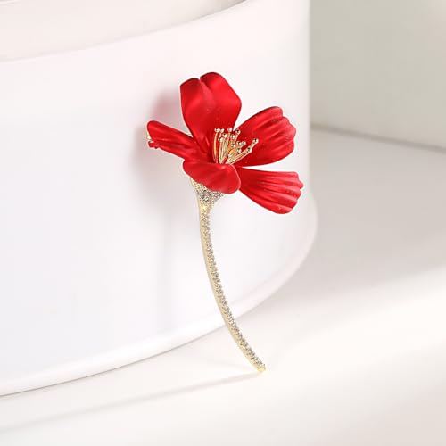 Red Rose Flower Brooches and Pins for Women Costume Jewelry Brooch Pins Broches Jewelry for Women Elegant Lady Pin - style: Hibiscus Flower
