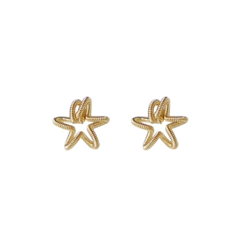 Wire-Wrapped Star Stud Earrings for Women Sustainable 14K Gold Plated Recycled Brass Hypoallergenic 925 Sterling Silver Posts PVD Coated Artisanal & Unique 13mm
