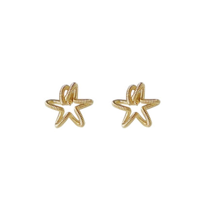 Wire-Wrapped Star Stud Earrings for Women Sustainable 14K Gold Plated Recycled Brass Hypoallergenic 925 Sterling Silver Posts PVD Coated Artisanal & Unique 13mm