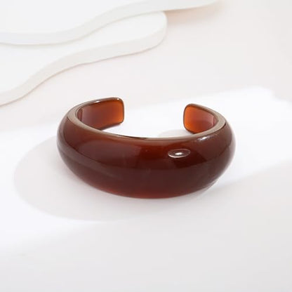 Chunky Acrylic Bangles Bracelets For Women Geometric Acrylic Resin Acetate Mottled Wide Bangle Bracelet Statement Colorful Bangles for Party - color: 02-cuff bracelet