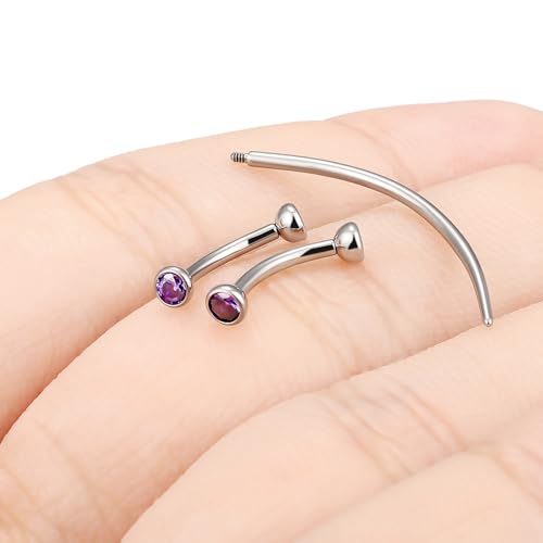 F136 Titanium 16g 6/8/10mm Eyebrow/Rook/Snug/Vertical-Labret/VCH/Snake-Eyes/Anti-Tragus/Christina/Daith/Belly-Button/Bridge/Hood/Surface Curved Barbell Piercing Jewelry for Women Men - color: Purple, size: 8 mm (5/16 in)
