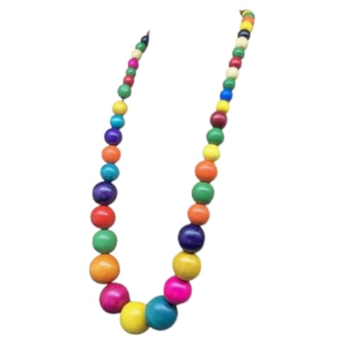 Boho Chunky Wooden Beads Necklace Colorful Natural Wood Big Round Beaded Strand Multicolor Necklaces Ethnic Statement Costume Wedding Jewelry for Women Brides - color: colorful