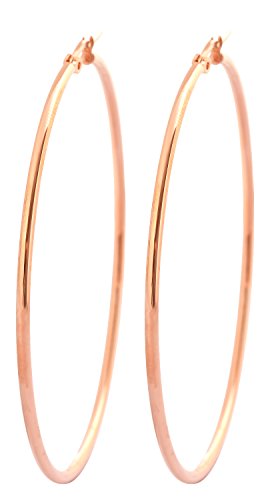 Rounded Hoops Earrings (20mm-60mm Diameter) - color: Rose Gold 60mm