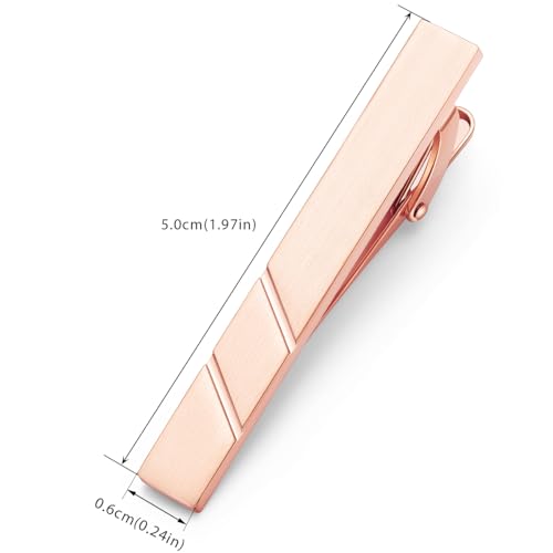 HONEY BEAR 1.97" 2.12" 2.36" Standard Tie Clip for Men Business Wedding | Classic Minimalist, Steel-Plated Copper Base, Gift-Boxed, Thickened, Rounded Corners, Easy to Slide On, No Snag or Wrinkle - style: Brushed Rose Gold 5cm