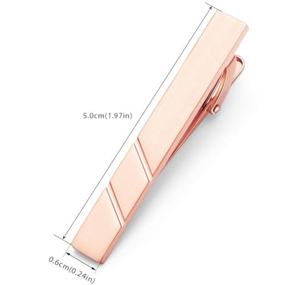 HONEY BEAR 1.97" 2.12" 2.36" Standard Tie Clip for Men Business Wedding | Classic Minimalist, Steel-Plated Copper Base, Gift-Boxed, Thickened, Rounded Corners, Easy to Slide On, No Snag or Wrinkle - style: Brushed Rose Gold 5cm