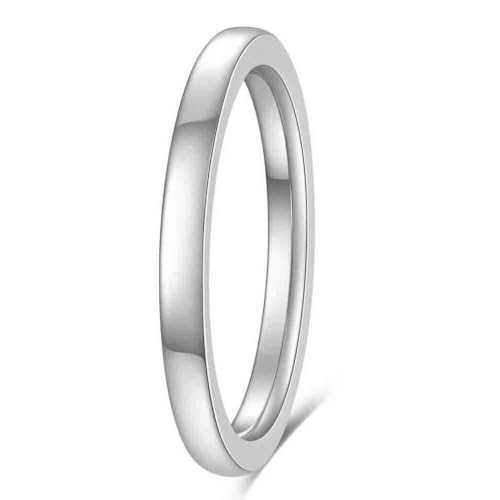 2mm 4mm 6mm Thin Titanium Wedding Rings Band for Women Man - color: silver-2mm