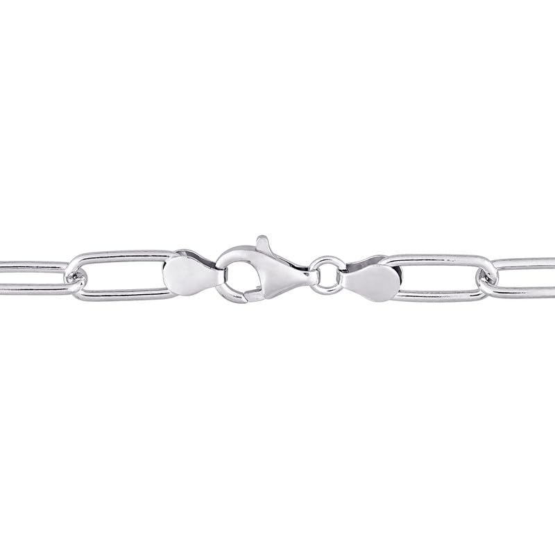 Italian Sterling Silver Paperclip Link Bracelet - Men & Women - 3.5mm, 5mm, 6mm - Available in Sterling Silver, Yellow Gold, Rose Gold - 9 inch, 7.5 inch - color: Silver, size: 6MM