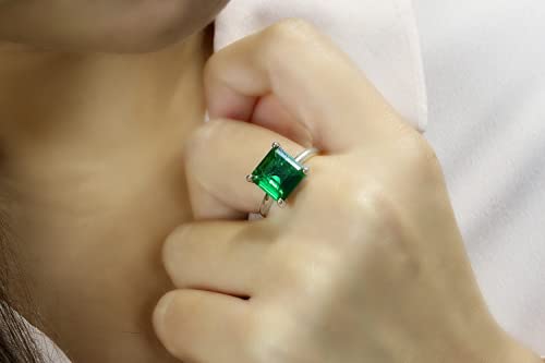 Square Emerald Ring - Handcrafted Statement Ring for Women - Bridal Jewelry, Fashion Jewelry, Customizable Jewelry for Her - with Fancy Box