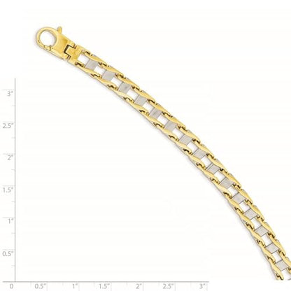 14K Two-tone Gold 7.5mm Hand-polished Fancy Link Chain Bracelet 8.5"