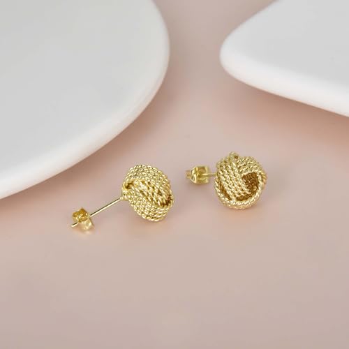 Love Knot Stud Earrings for Women Gold Plated Knot Earrings Geometric Twisted Statement Earrings Trendy Jewelry - color: Gold 11.5mm Twisted Knot