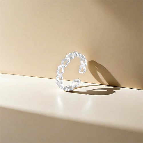 LOVECOM 925 Sterling Silver Lotus Flower Toe Rings for Women | 14K Gold Plated Adjustable Open Heart Toe Ring Flower Toe Ring Summer Beach Foot Birthday Jewelry Gifts for Mom Daughter - color: Style 2-Silver