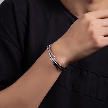 925 Sterling Silver Bracelet Plated Cuff Bangle Bracelet Fashionable Multi-layer Cross Wire Bangle Bracelet Open Adjustable Wide Cuff Bracelet for Teen Girls Fashion Jewelry - color: 16